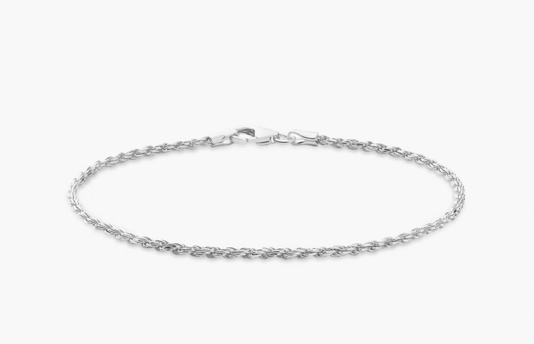 Oliver Cabell 2mm Rope Chain Armbånd Herre Sølv | NO291-82