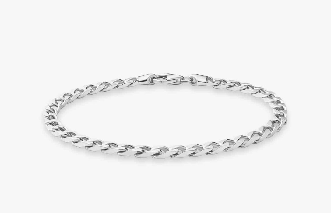 Oliver Cabell 4mm Cuban Chain Armbånd Herre Sølv | NO316-46