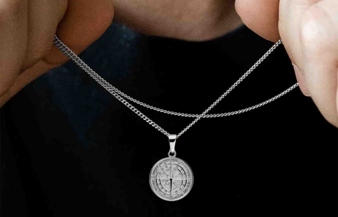 Oliver Cabell Compass Pendant Halskjeder Herre Sølv | NO880-21