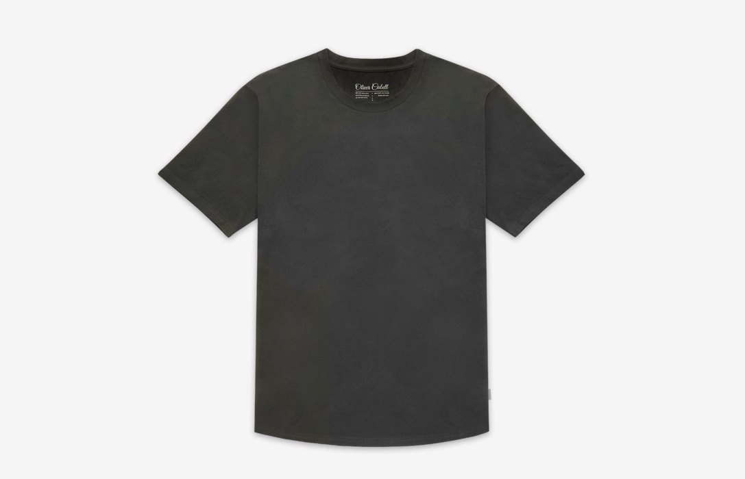 Oliver Cabell Curved Hem Tee Herre Charcoal | NO985-85