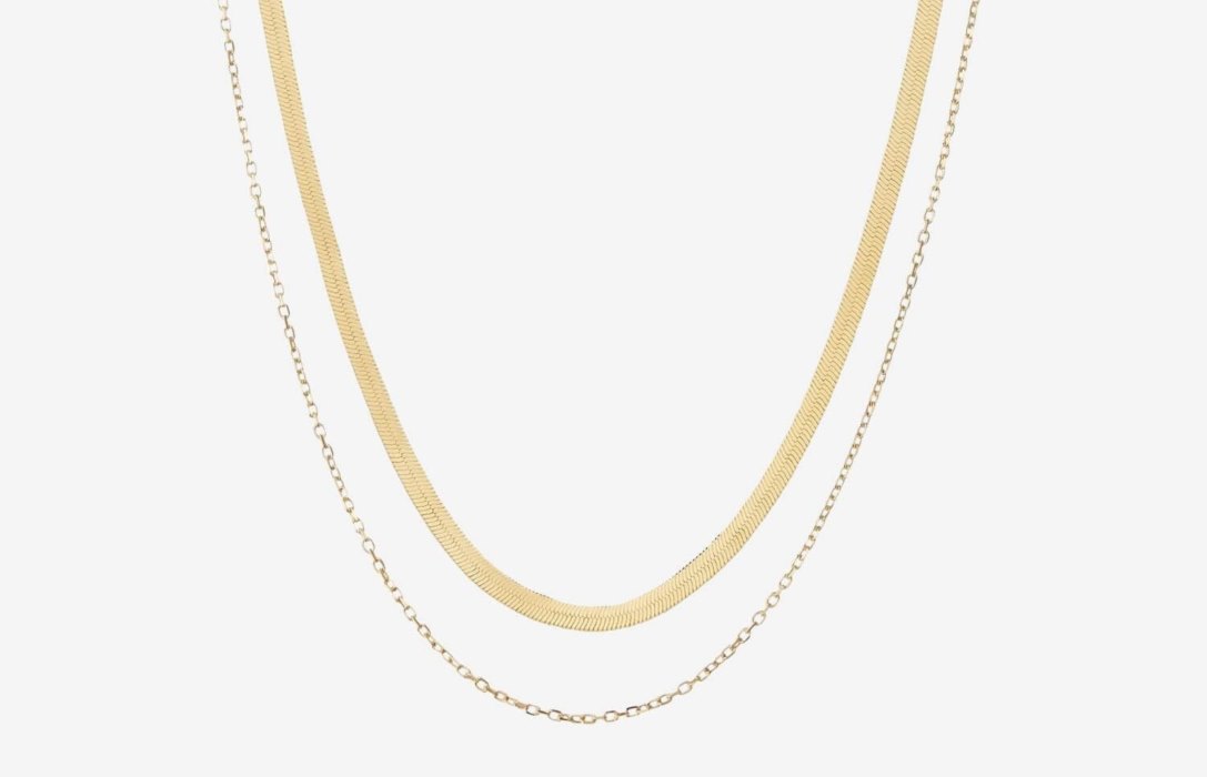 Oliver Cabell Herringbone + Chain Set Dame Gull | NO993-53