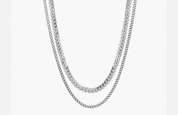 Oliver Cabell Cuban Chain Set Herre Sølv | NO650-19