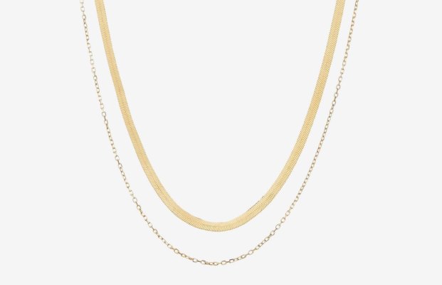 Oliver Cabell Herringbone + Chain Set Dame Gull | NO993-53